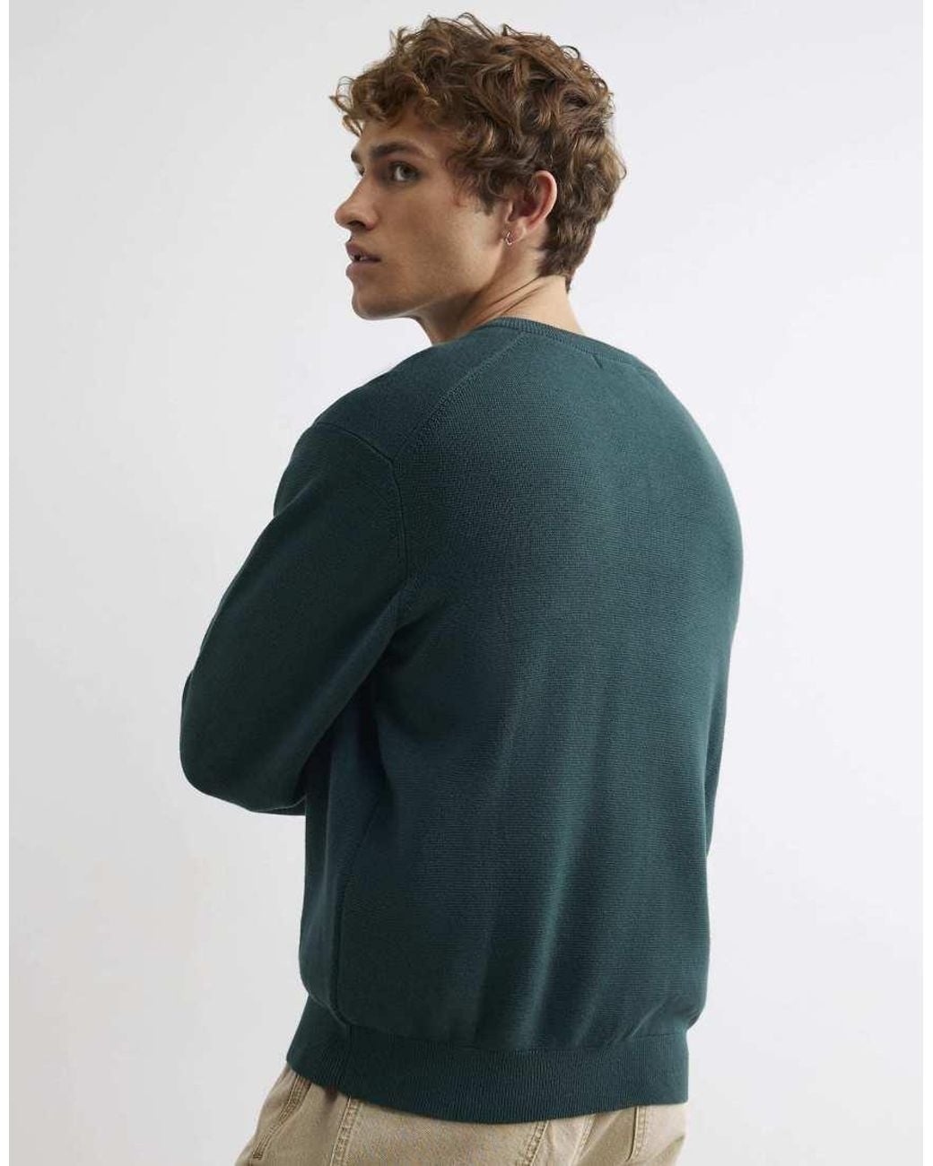 River Island Blue Regular Fit Embroidered Henley Jumper for men