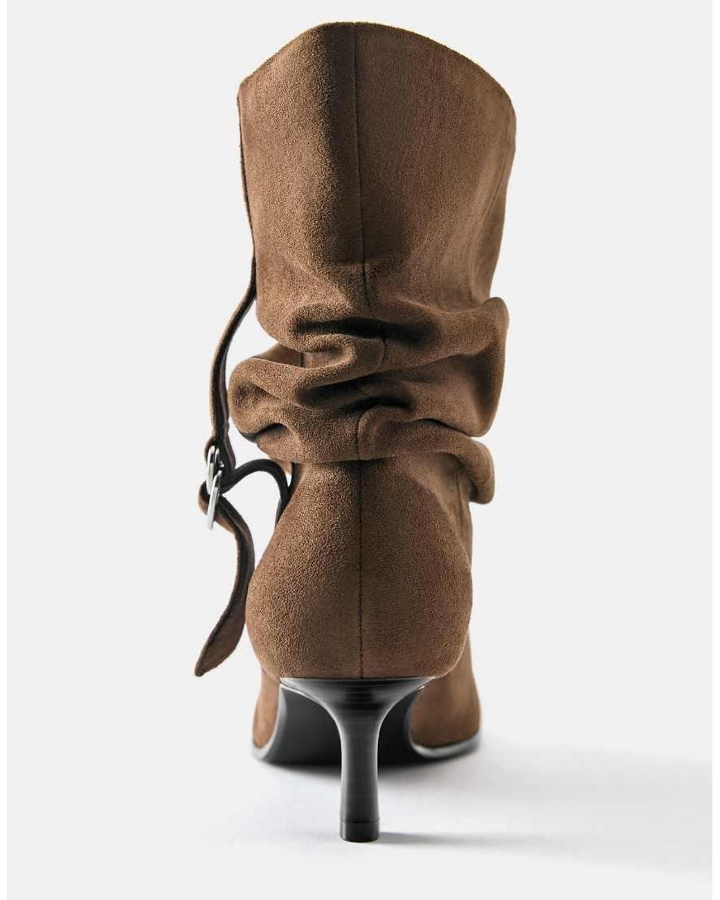 Pull&Bear Brown Ruched-ankle High-heel Boots