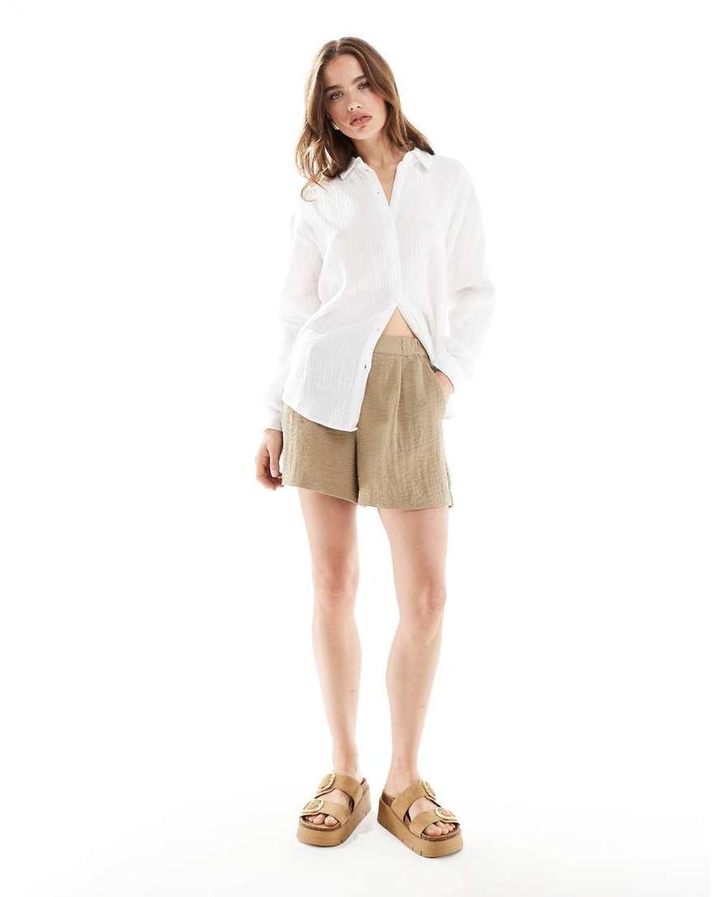 Jdy White Loose Fit Cheesecloth Co-ord Shirt