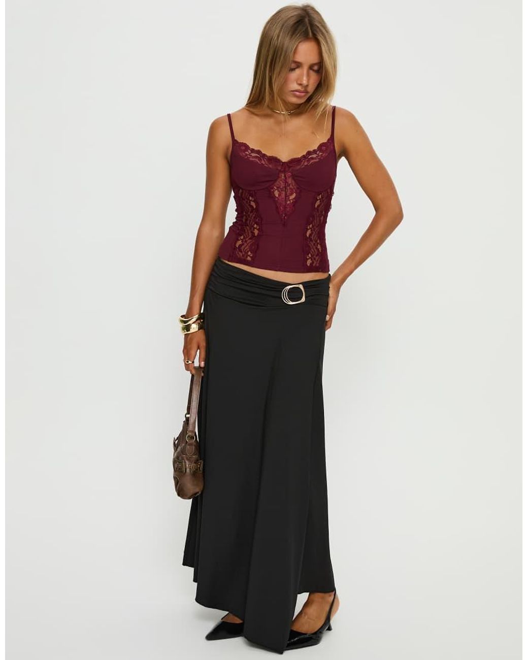 Princess Polly Red Rhiara All Over Lace Detail Cami Top