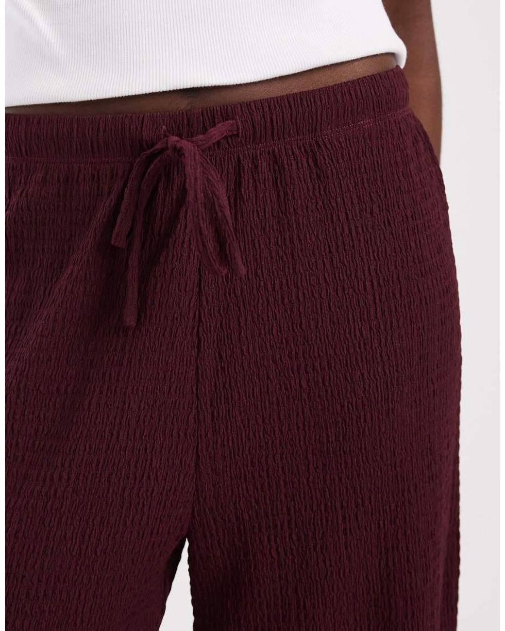 ONLY Red Textu Wide Leg Trousers