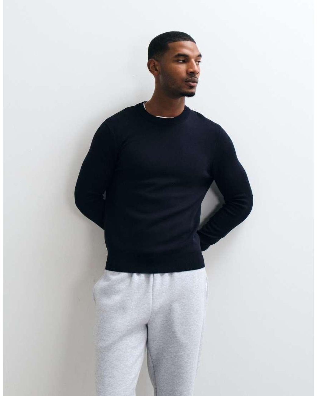 Mango Blue 100% Wool Knitted Jumper for men