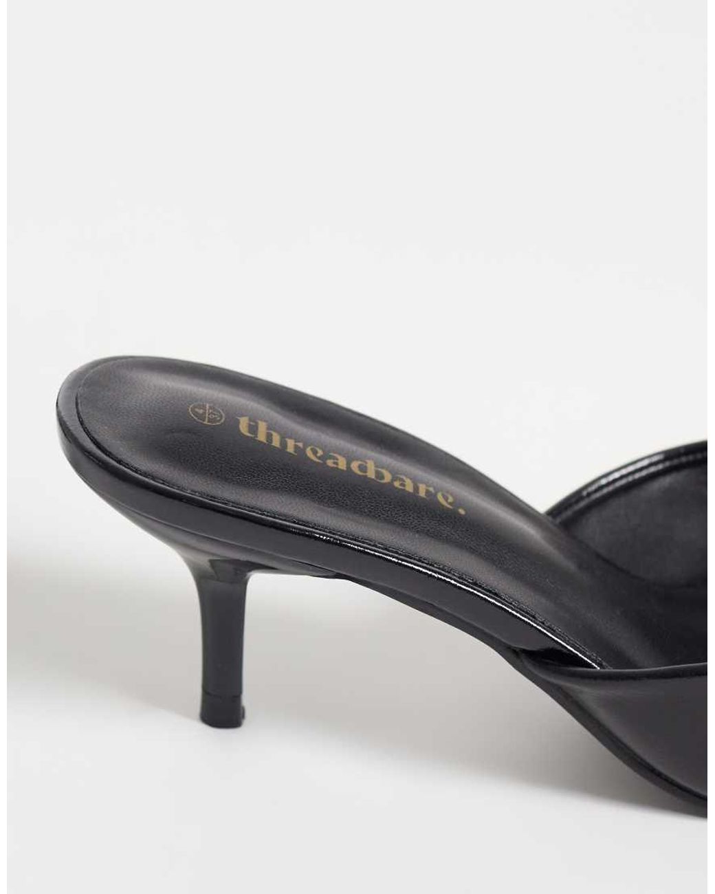 Threadbare Black Open Toe Slip On Mule Heel