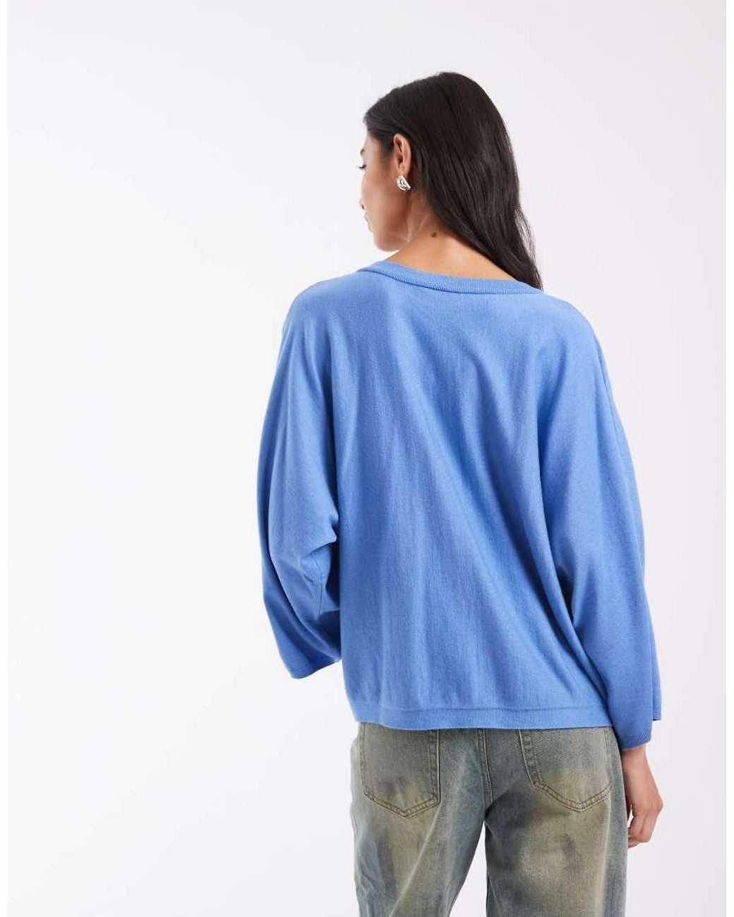 ASOS Blue Knitted Jumper With V Neck