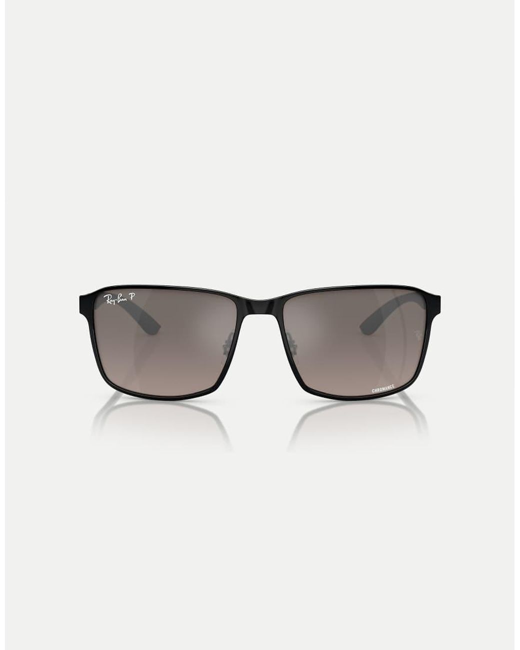 Ray-Ban Black Rb3721Ch Chromance Square Polarised Sunglasses With Mirrored Lens