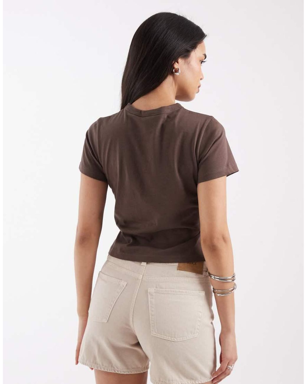 JJXX Brown Large Flower Print Baby Tee