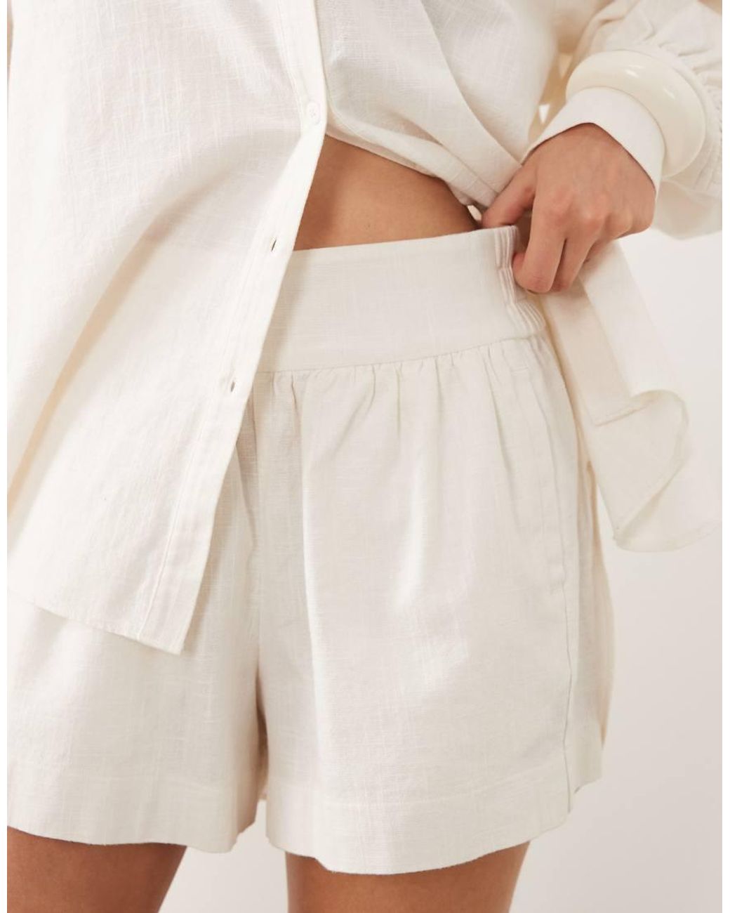 ASOS White Linen Look Pull On Shorts