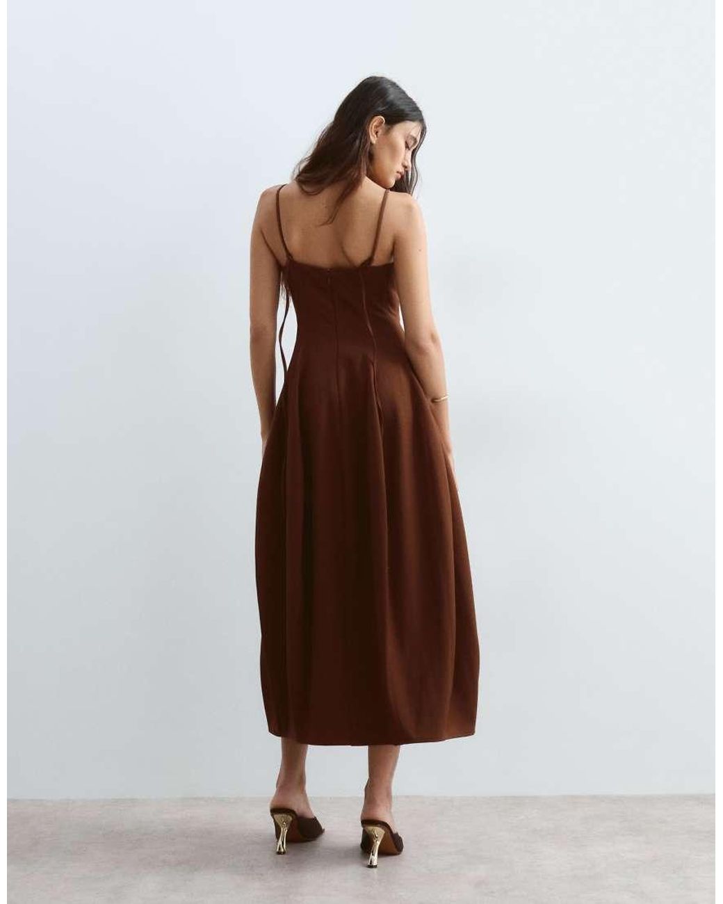 ARRANGE Brown Structured Cami Tulip Midaxi Dress