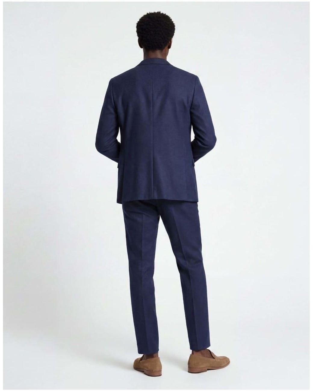 Harry Brown Blue Eton Wool Tweed Suit Jacket for men