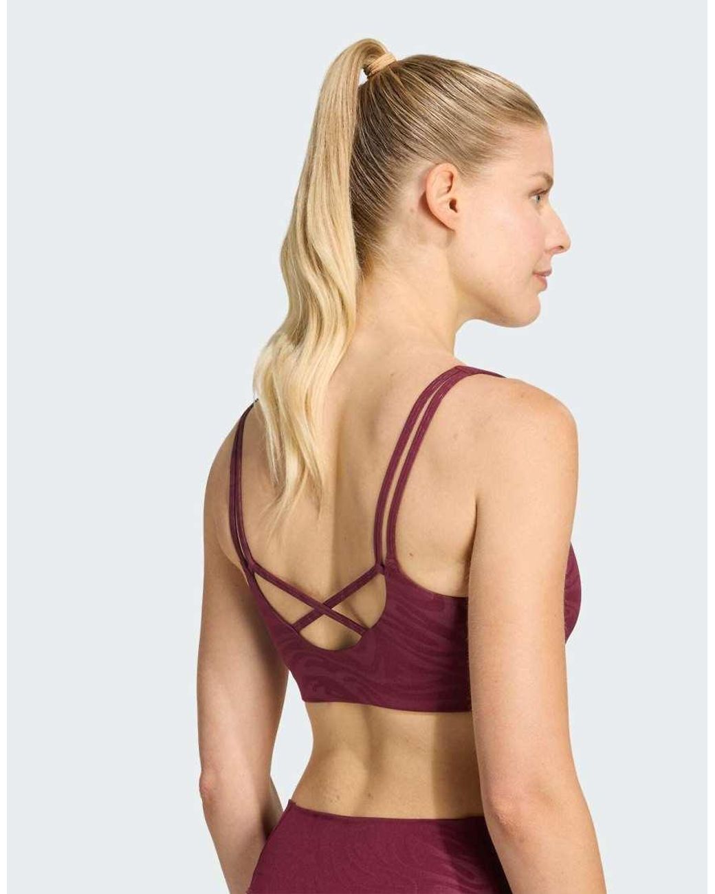 Adidas Originals Red All Me Essentials Graphic Light Support Bra