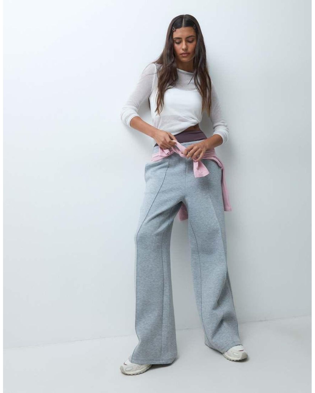 4505 Blue Performance Wide Leg Sweatpants With Pintuck Detail