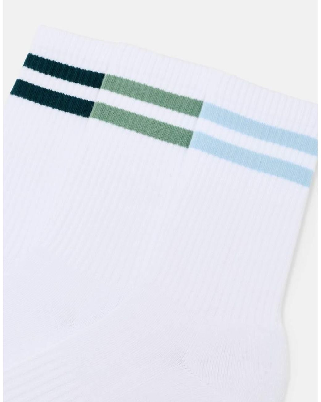 Pull&Bear White Striped Sports Socks for men