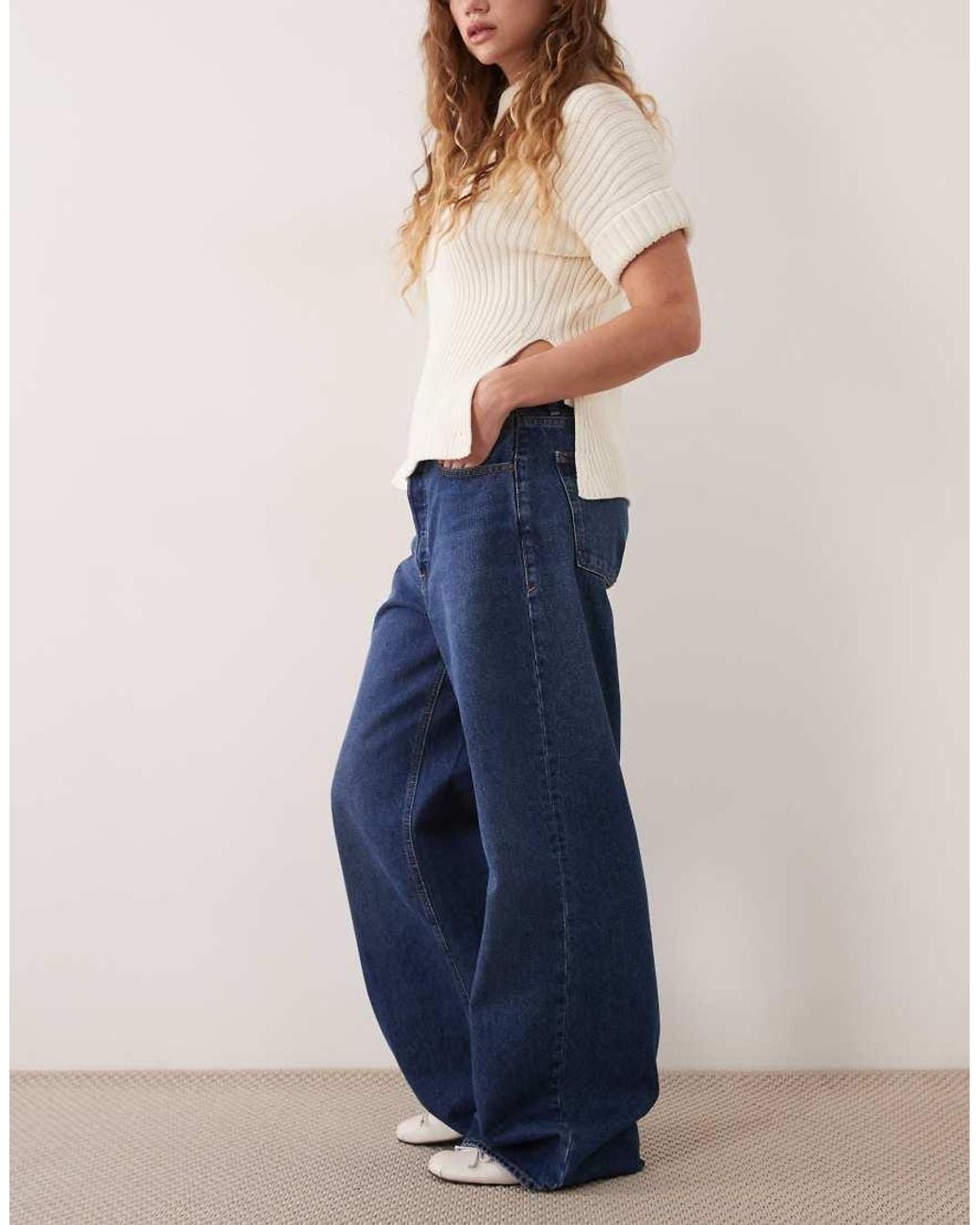 GOOD AMERICAN Blue Vintage Low Slung Waist baggy Jean