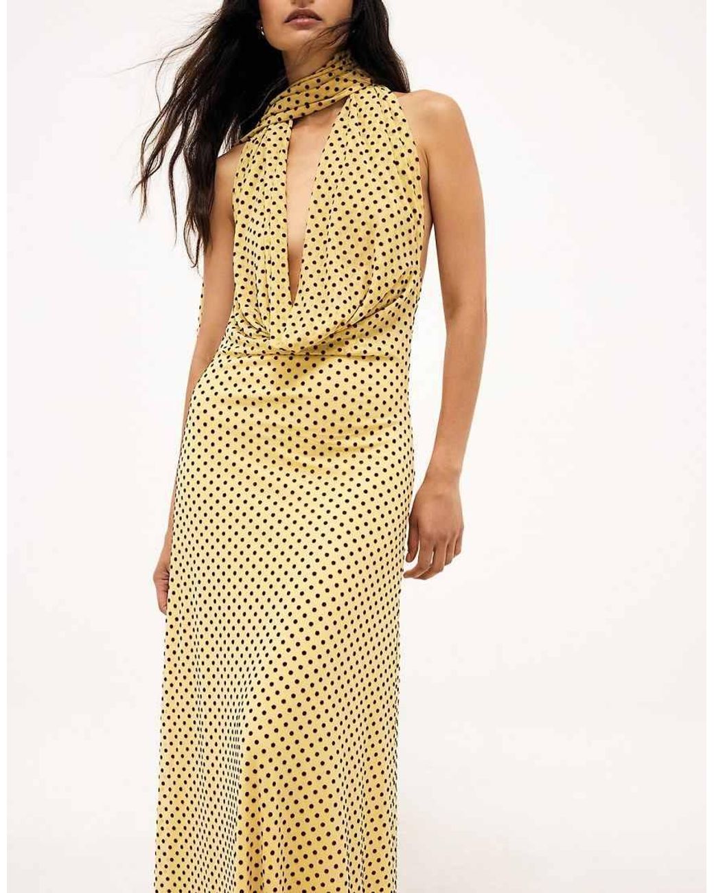 NA-KD Yellow Halterneck Maxi Dress