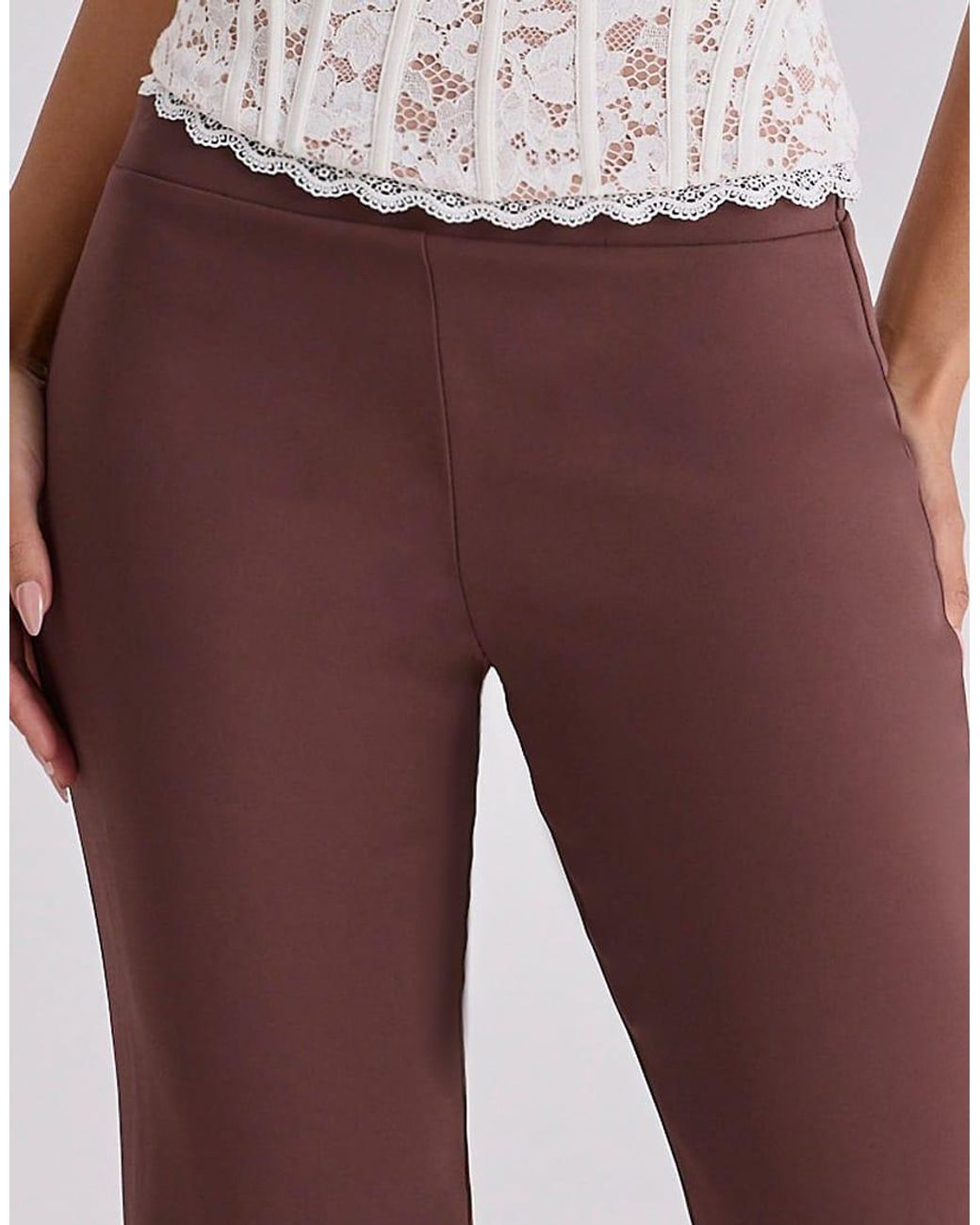 House Of Cb White Chiara Espresso Straight Leg Trousers