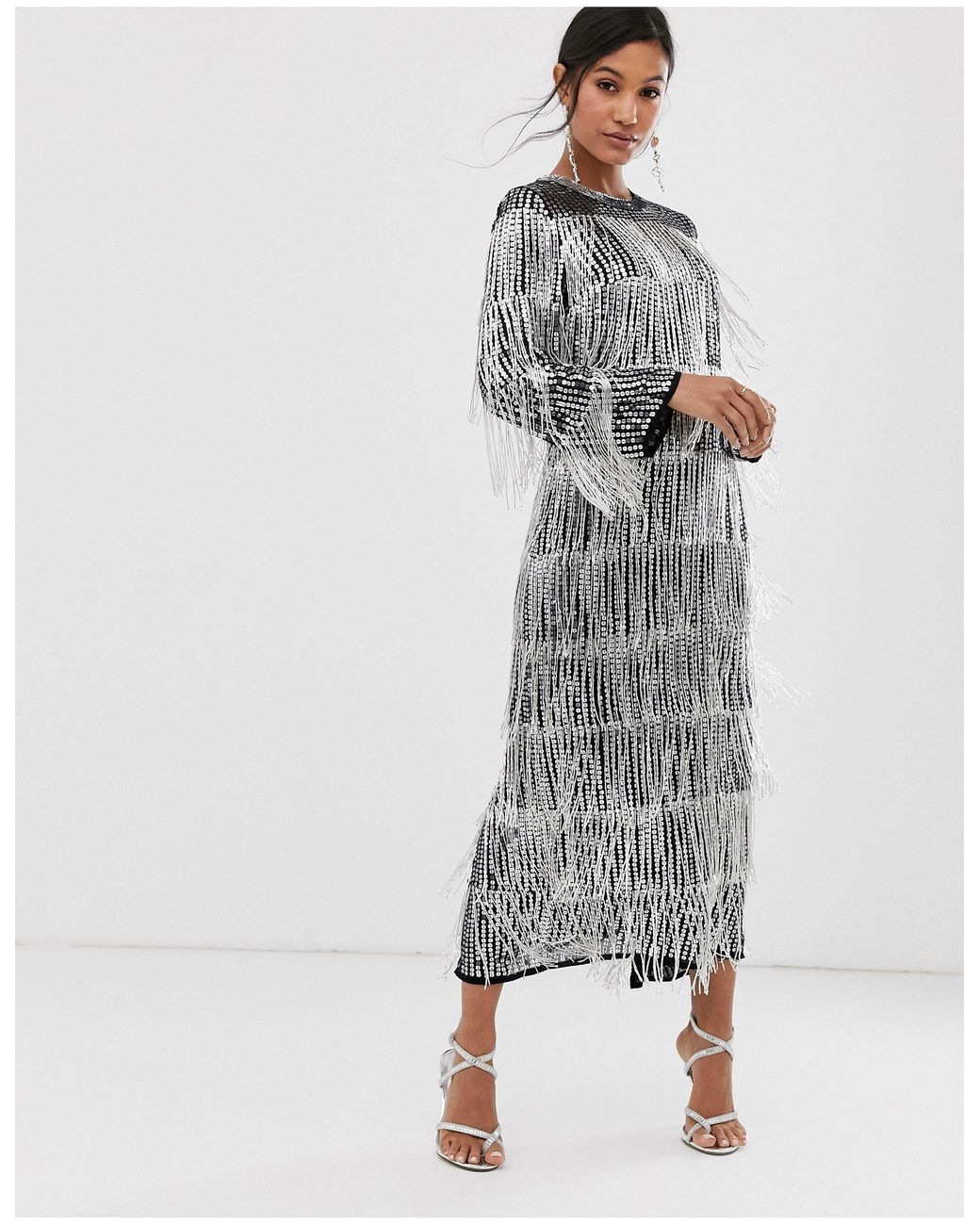 asos sequin fringe dress