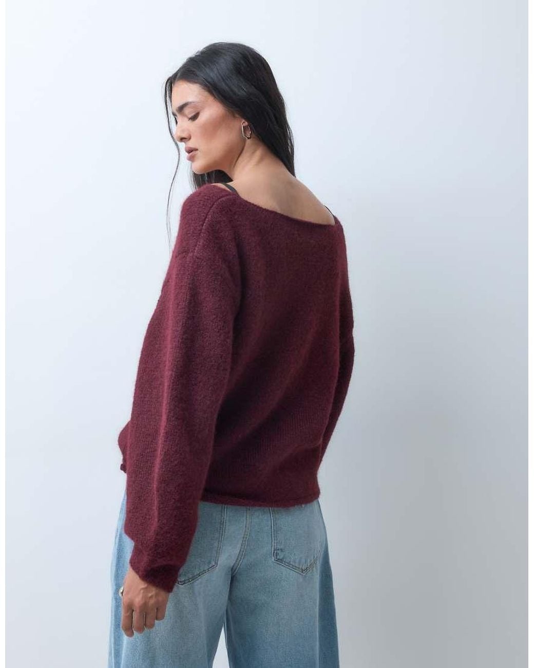 Monki Purple Knitted V-neck Jumper