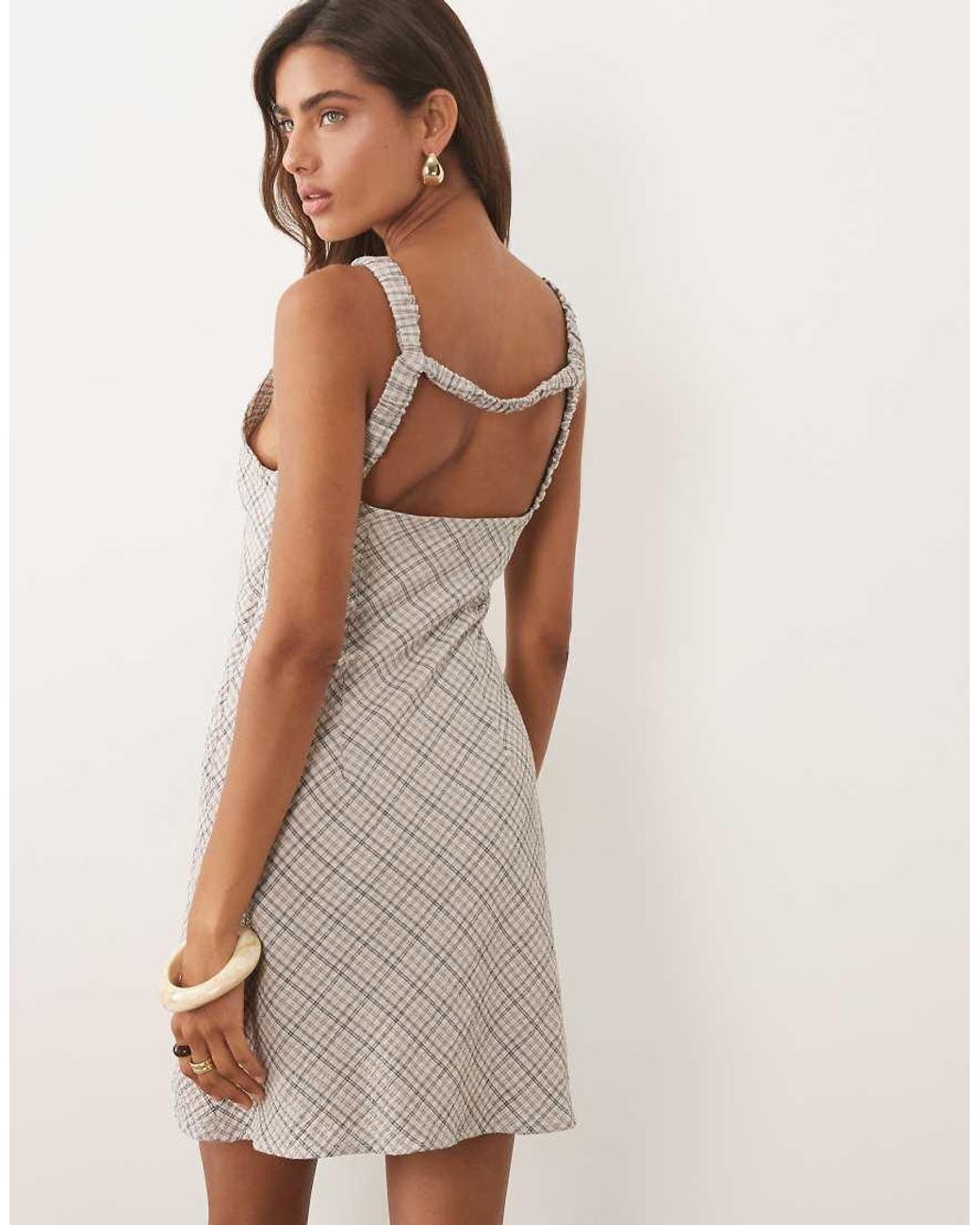 Mango White Boat Neck Sleeveless Mini Dress