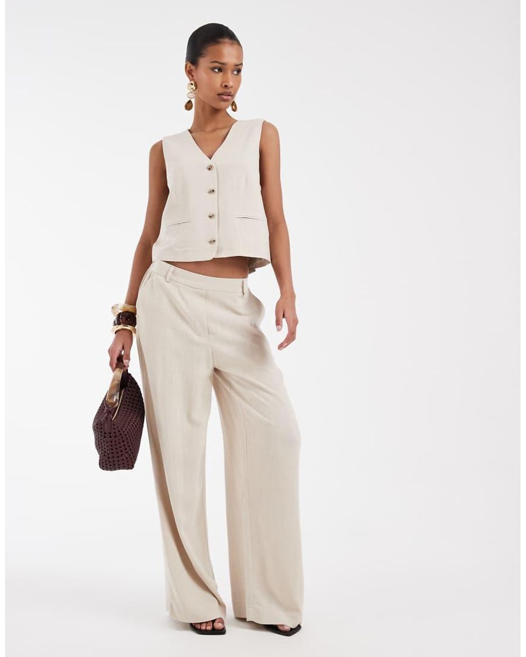 Pieces Natural Mix & Match Tailored Waistcoat