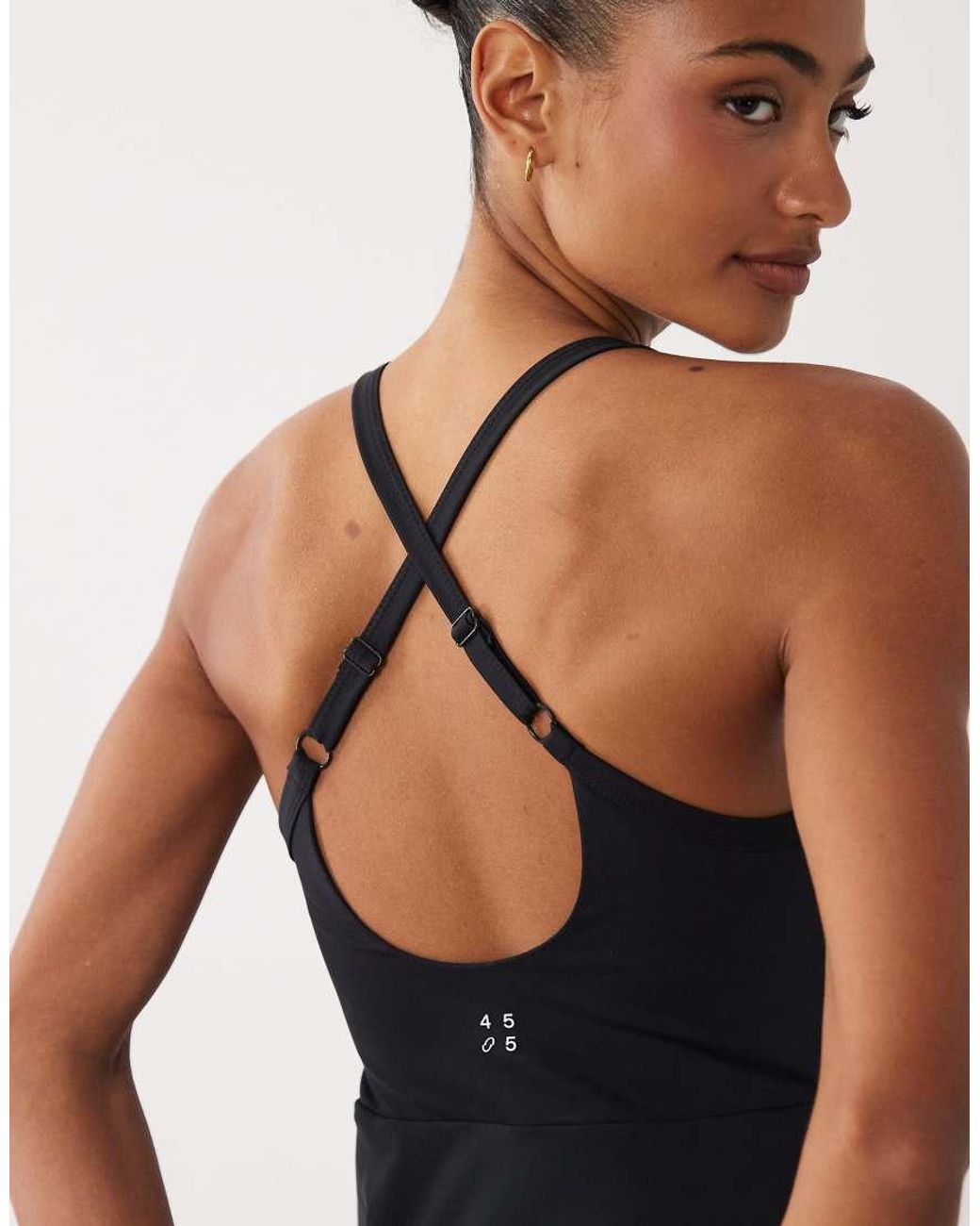 4505 Black Active Cross Back Tennis Dress With Inner Bra And Shorts
