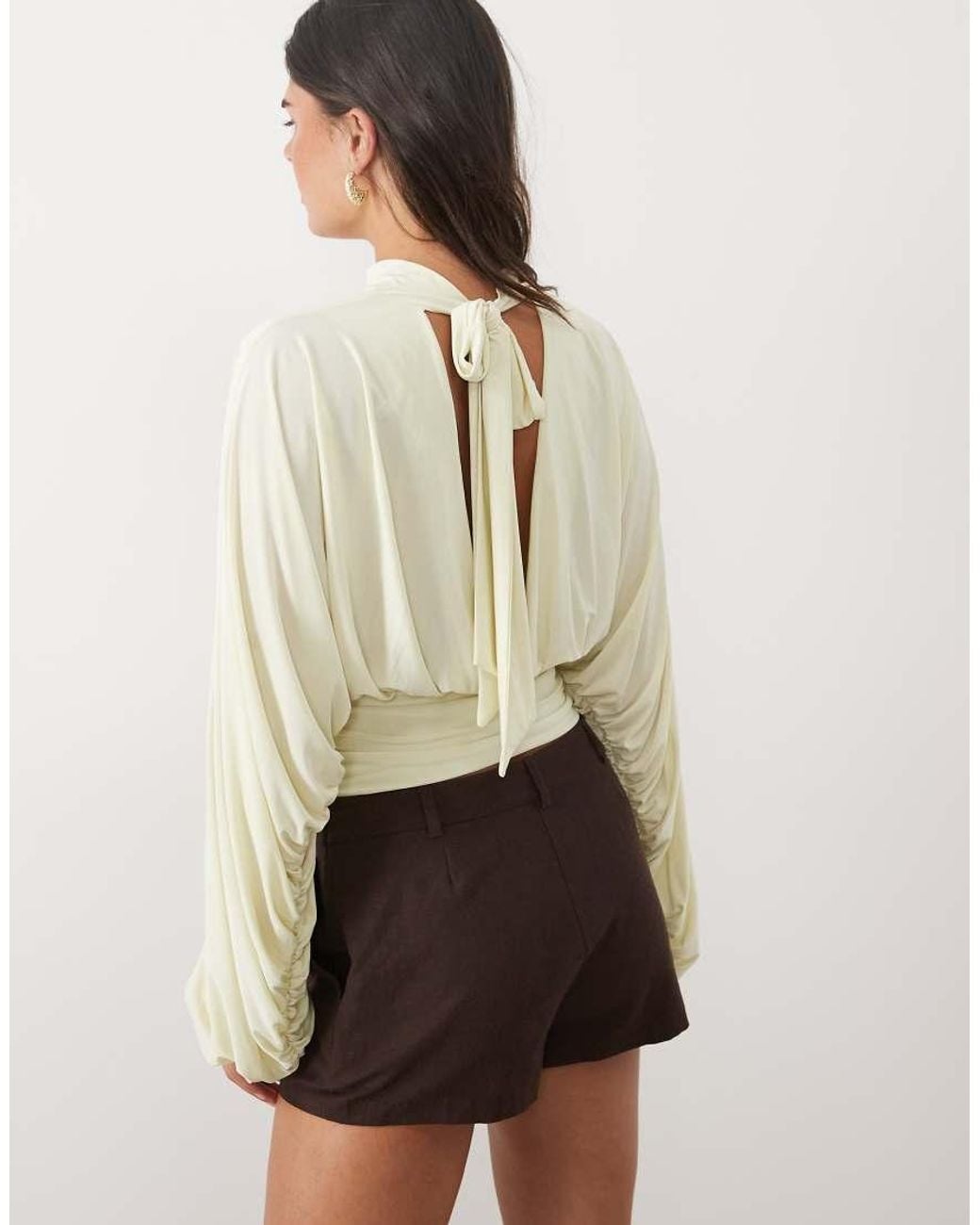 ASOS Natural Drape Long Sleeve Top