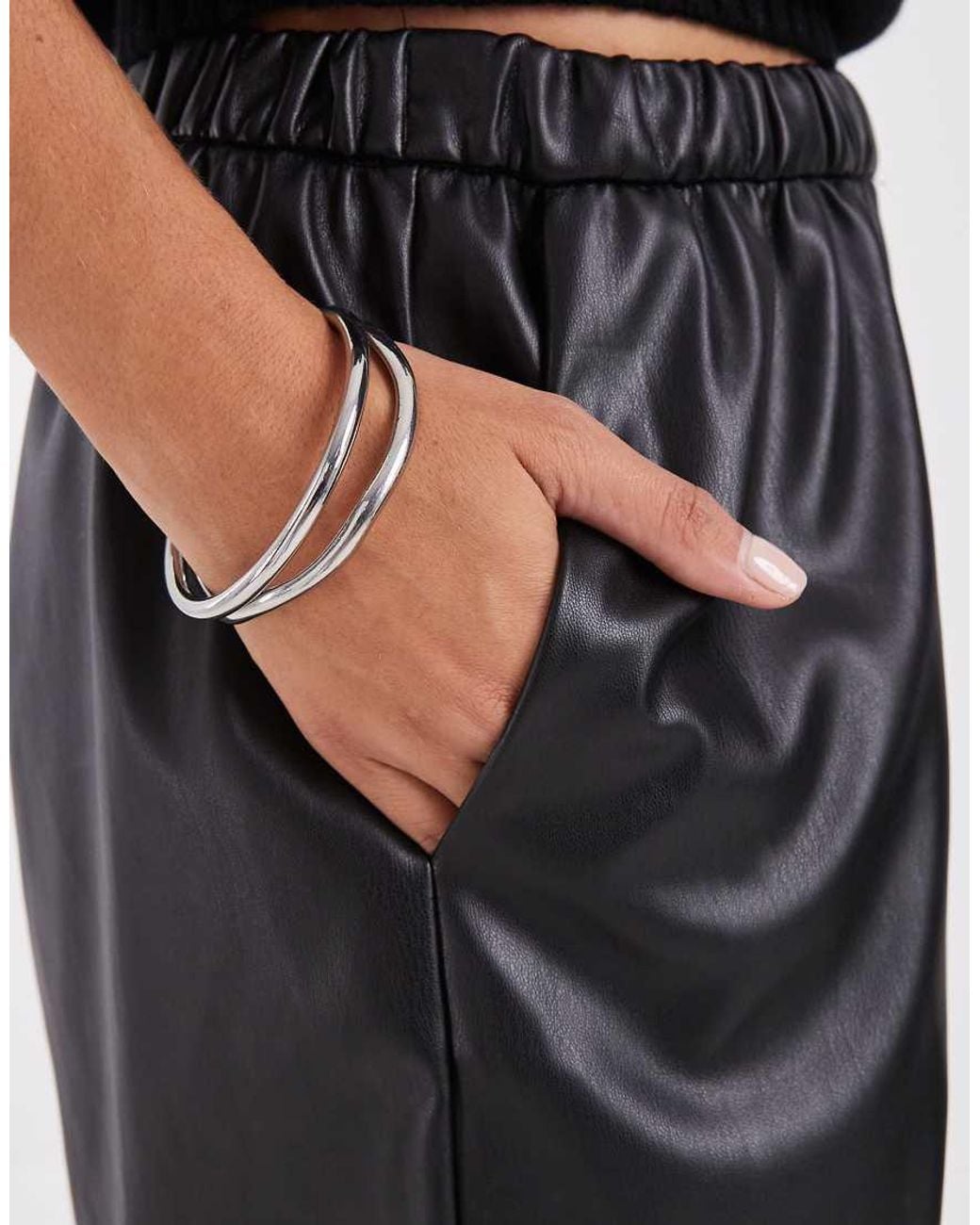 ASOS Black Tailored Faux Leather Peg jogger