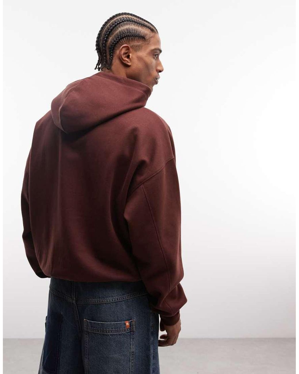 Collusion Brown Unisex Boxy Oversized Hoodie