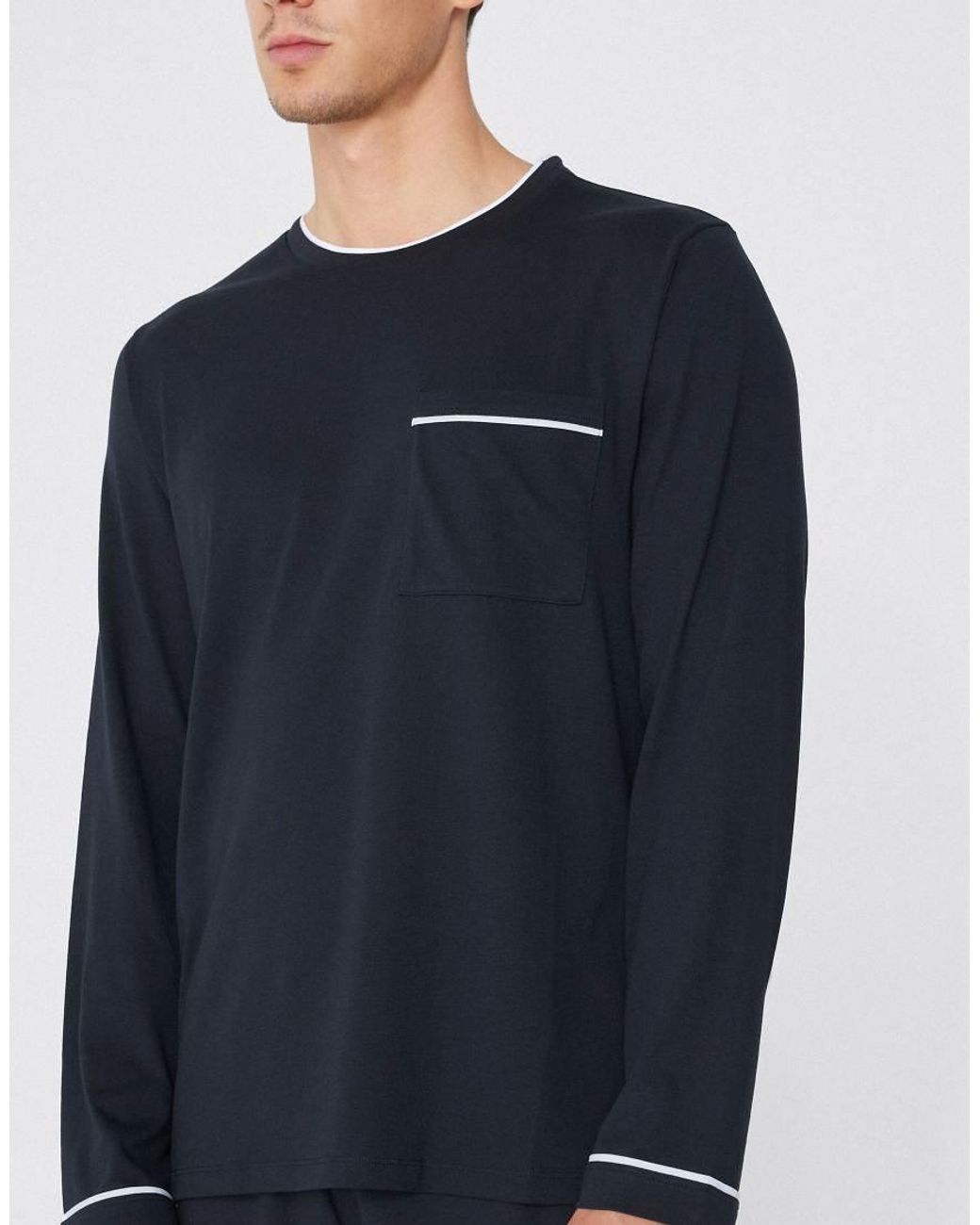 Tezenis Blue Long Piping Cotton Pyjamas for men