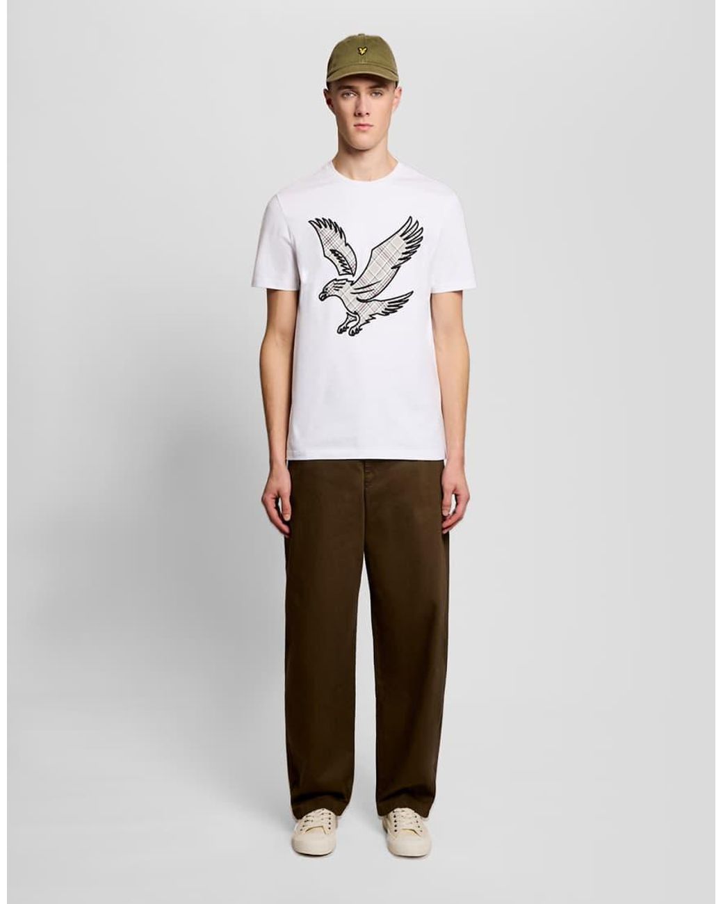 Lyle & Scott White Check Eagle Cotton T-Shirt for men