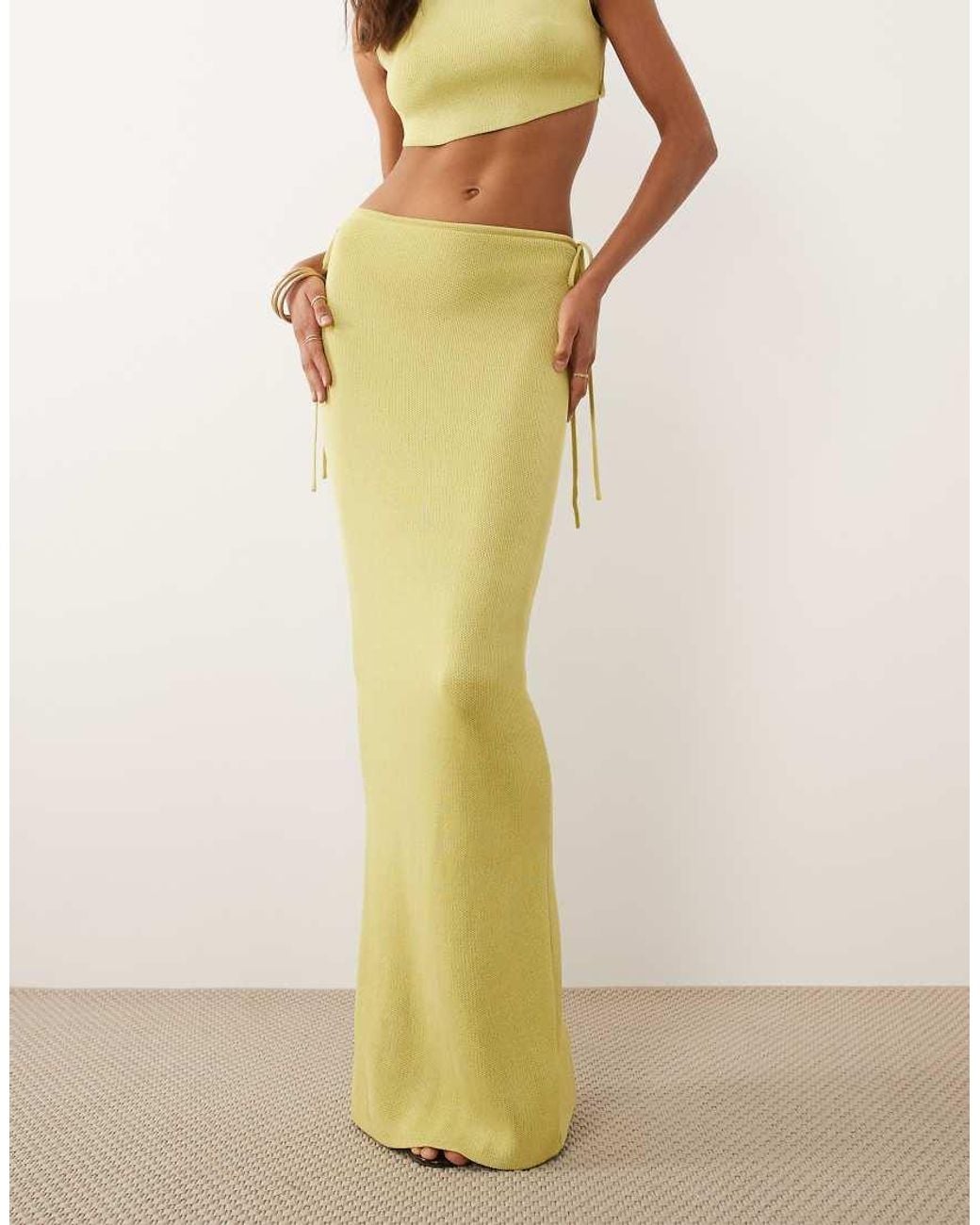 Wanderdoll Multicolor Exclusive Sienna Fine Knit Tie Side Maxi Skirt