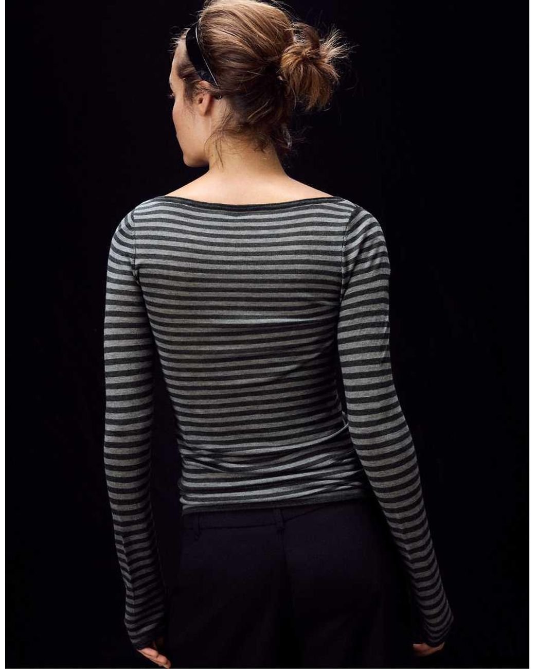 Stradivarius Blue Wool And Silk Boat-neck Sweater