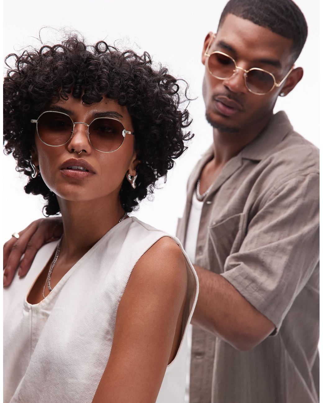 Le Specs Brown – odyssey – runde sonnenbrille mit metallgestell und braunen gläsern mit farbverlauf