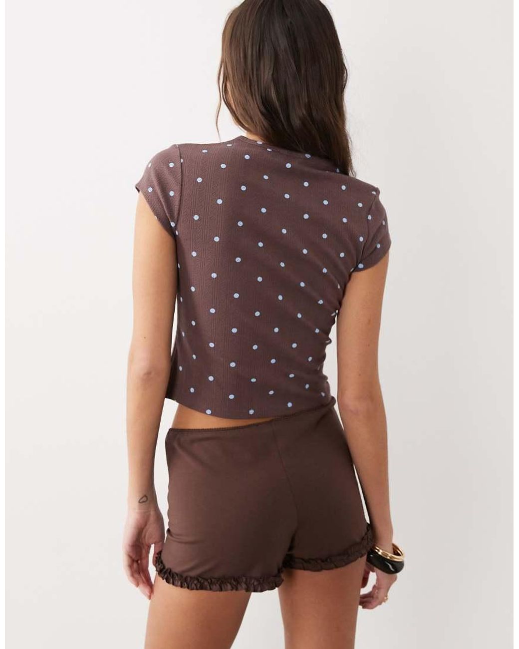 Miss Selfridge Brown Button Through Top
