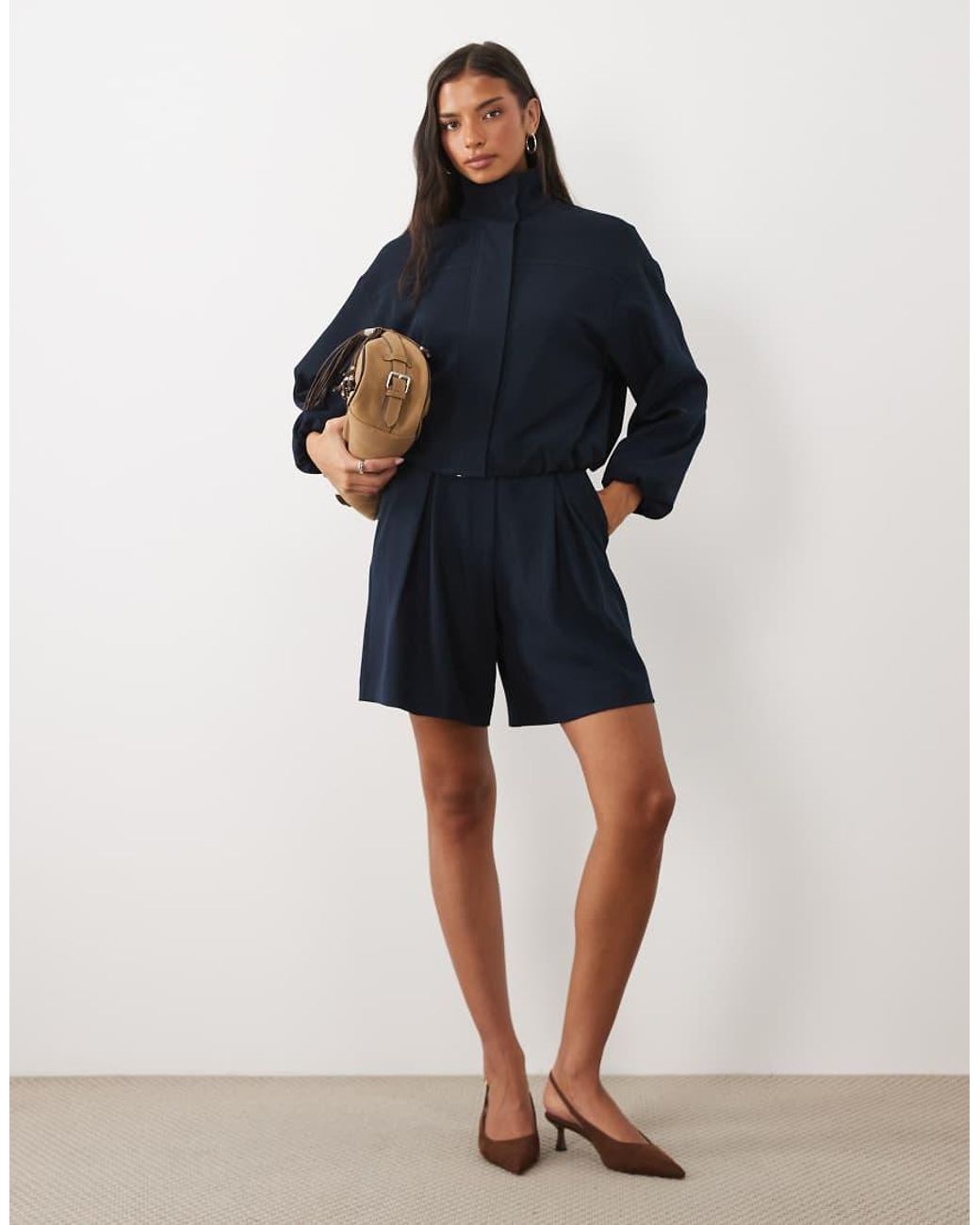 4th & Reckless Blue Tailored Funnel Neck Jacket Co-Ord