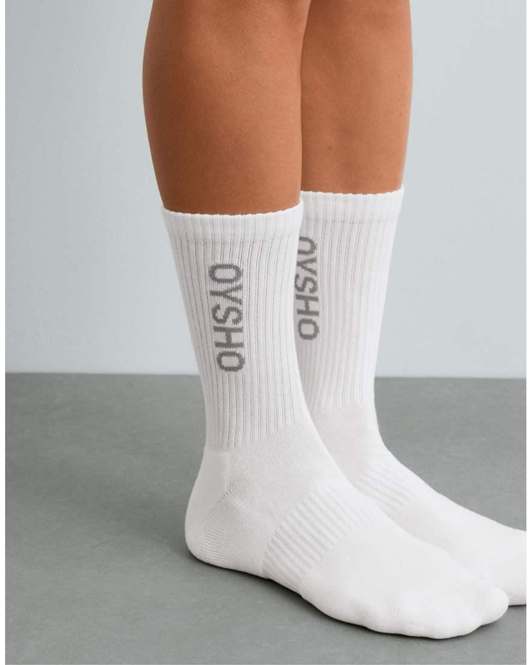 Oysho White 3 Pairs Of Cotton Blend Classic Socks
