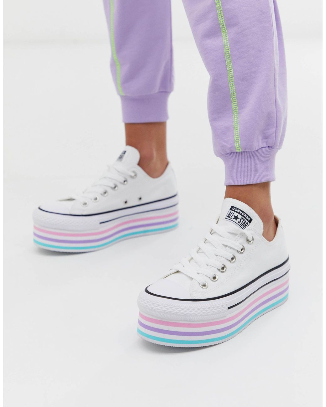 Converse Chuck Taylor All Star Super Platform Layer White Trainers | Lyst  Canada