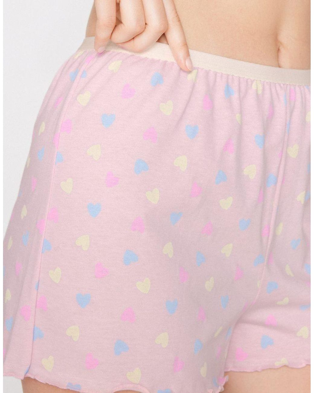 Tezenis Pink Printed Cotton Shorts With Rolled Hem