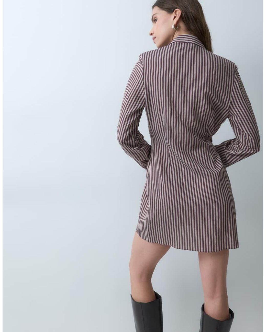 ASOS Gray Shoulder Pad Wrap Shirt Mini Dress With Button Detailing