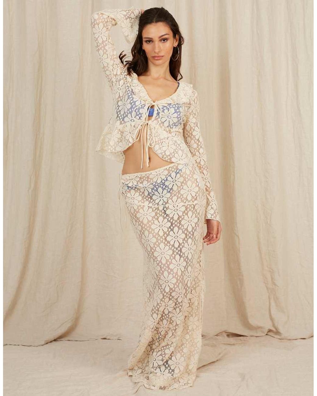 Going Somewhere Natural Crochet Maxi Skirt