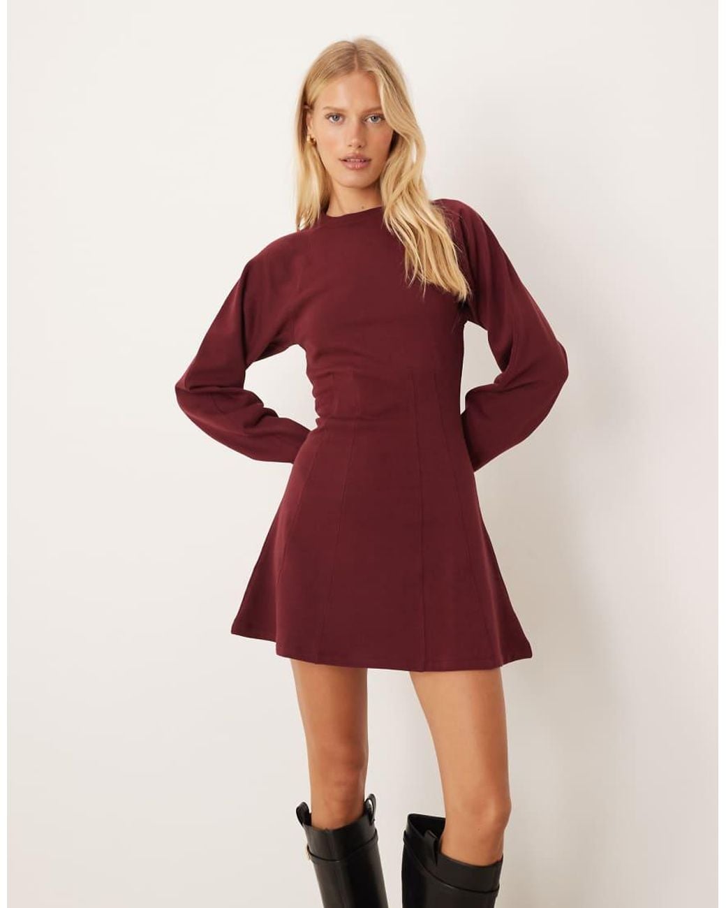 ASOS Red Seam Detail Mini Sweat Dress