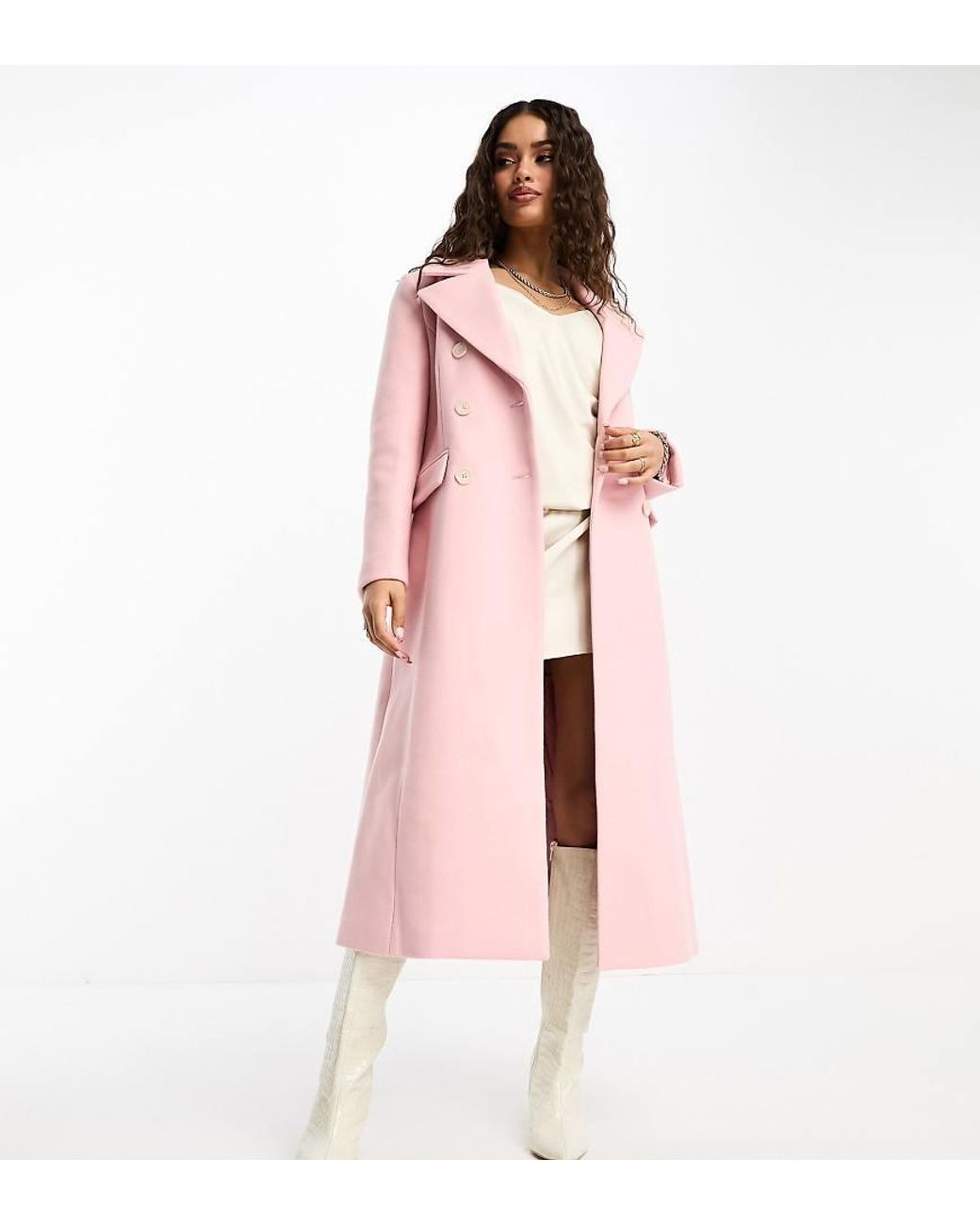 Pink maxi coat hot sale