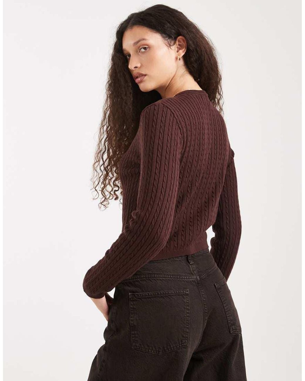 Cotton On Brown Cotton Crew Neck Cardigan