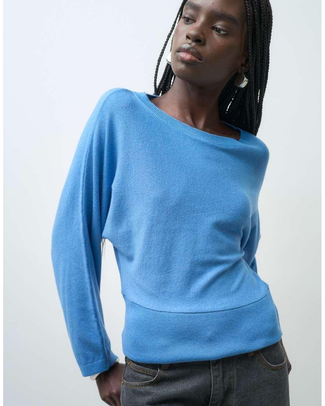 ASOS Blue Knitted Boat Neck Jumper