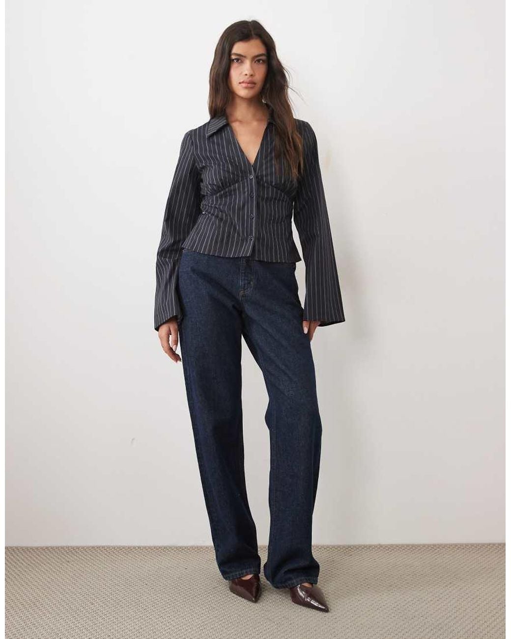 Gina Tricot Blue Corset Style Shirt