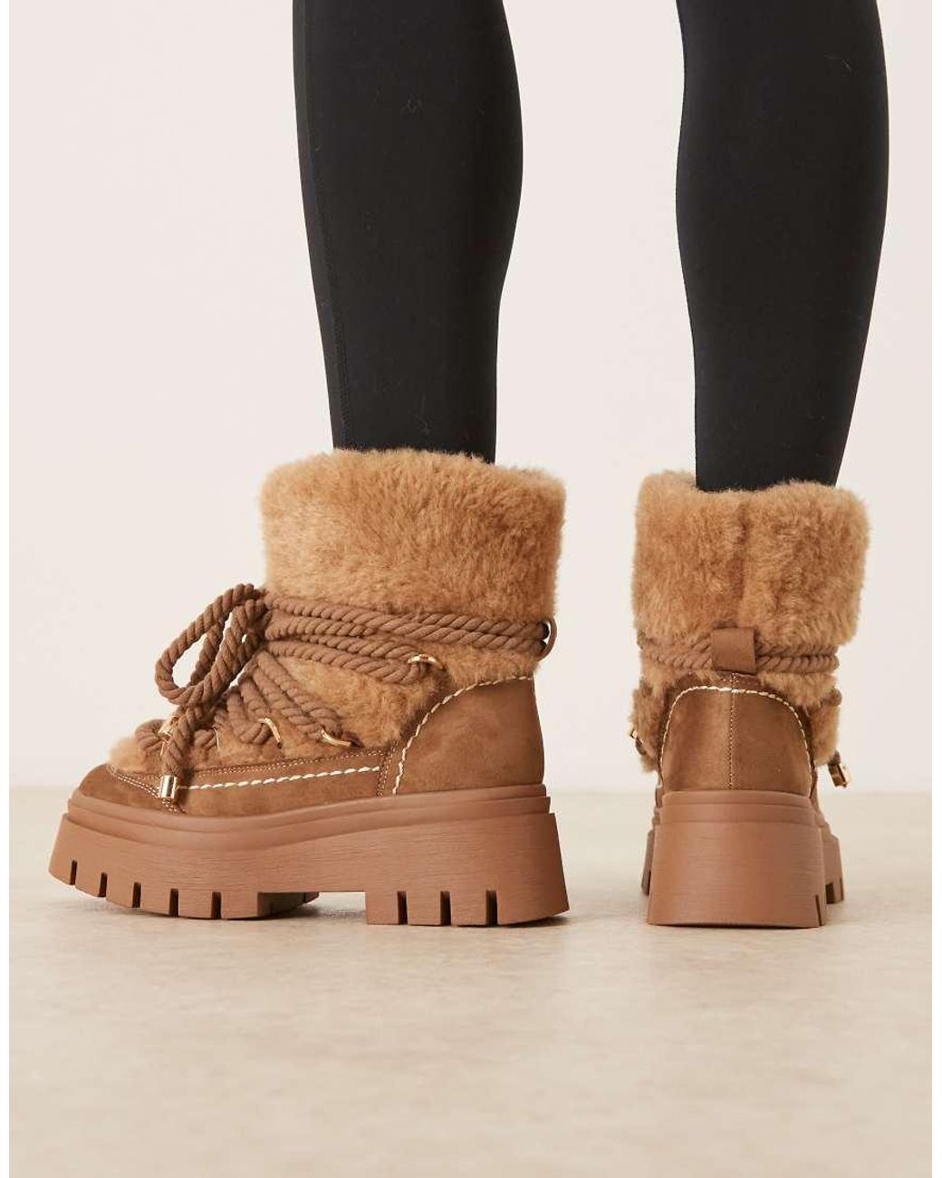 ASOS Blue Acclaim Shearling Lace-up Snow Boots