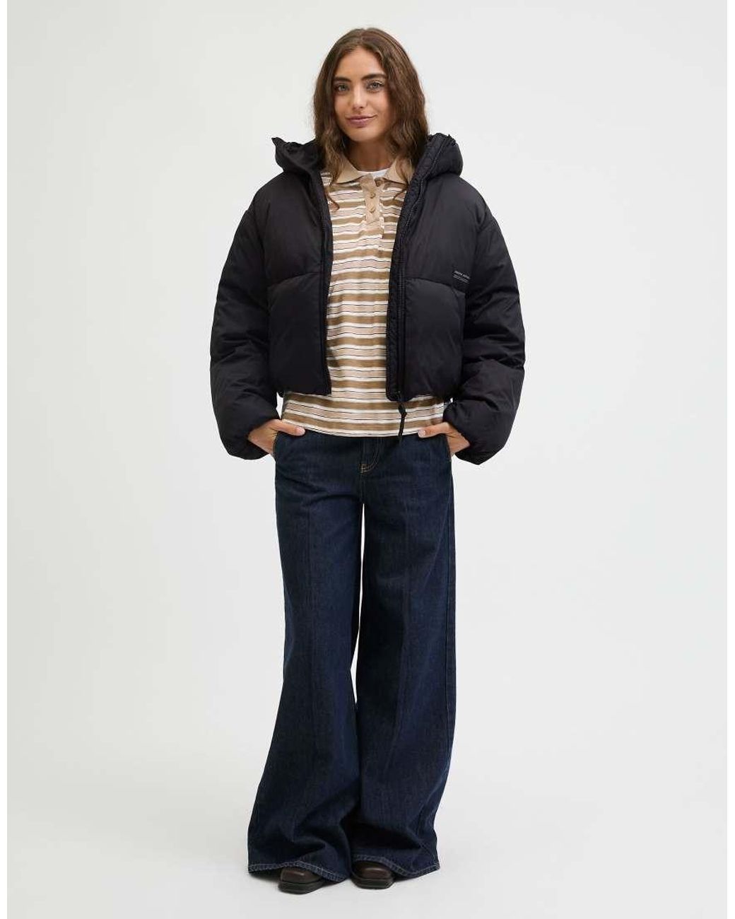JJXX Blue Lolly Lightweight Hooded Short Puffer Jacket
