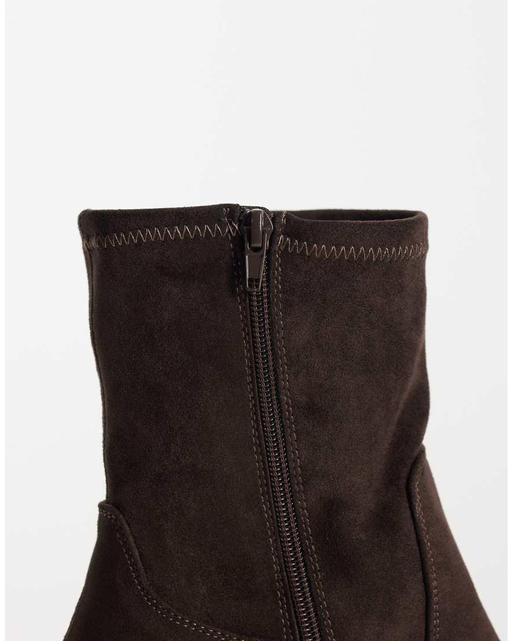 New Look Brown Faux Suede Heeled Sock Boot