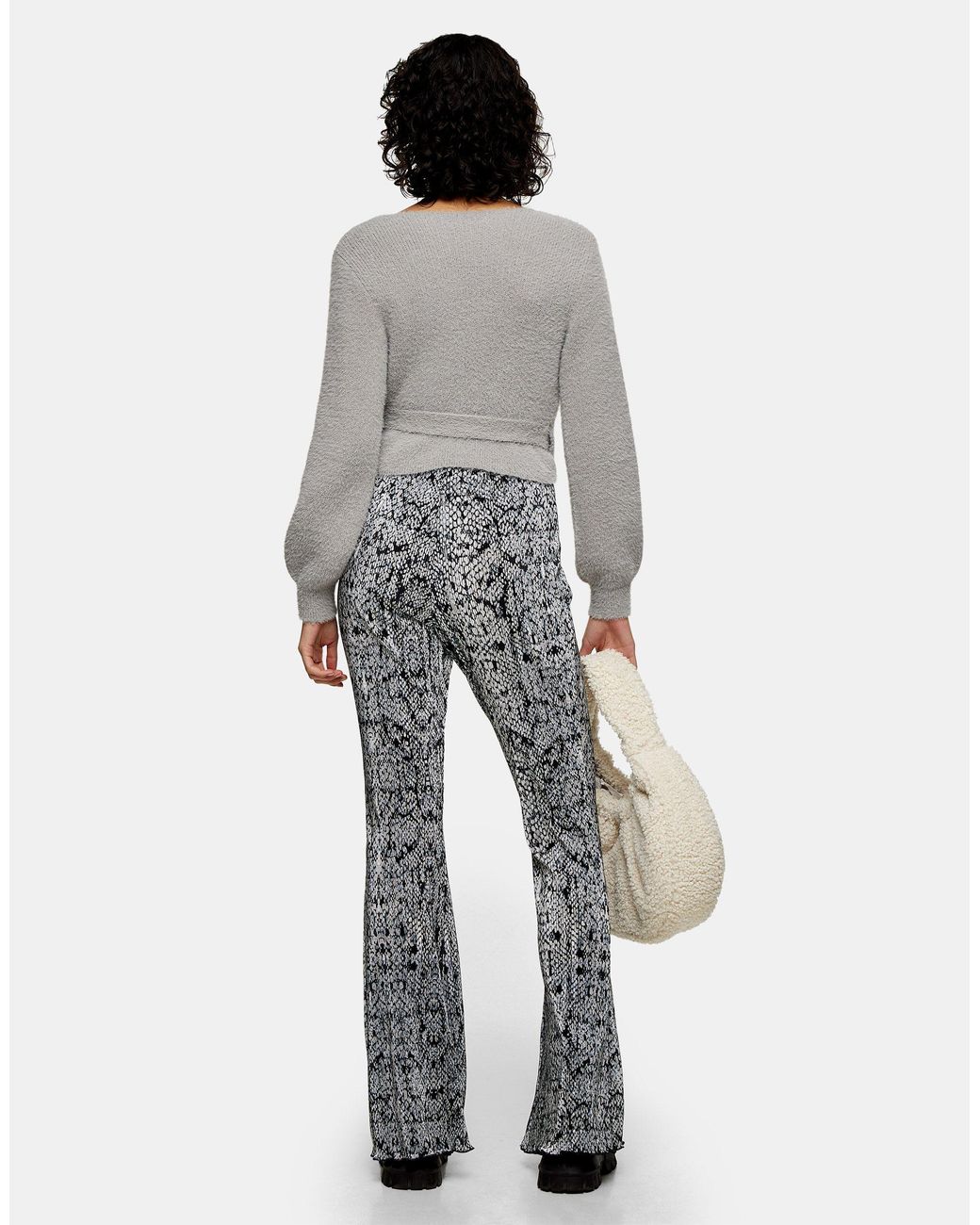 TOPSHOP Tall Plisse Flared Trousers in 