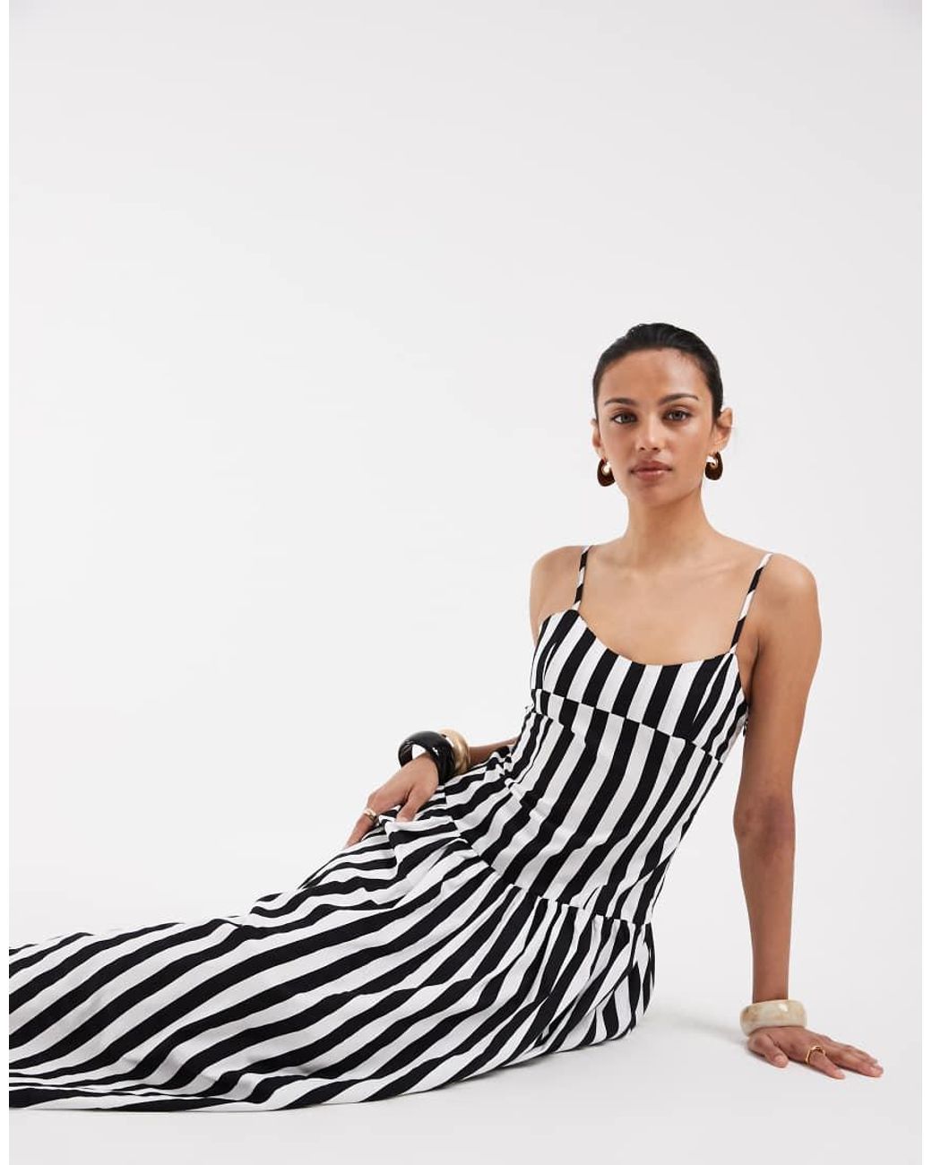 ASOS White Drop Waist Sundress With Circle Skirt In