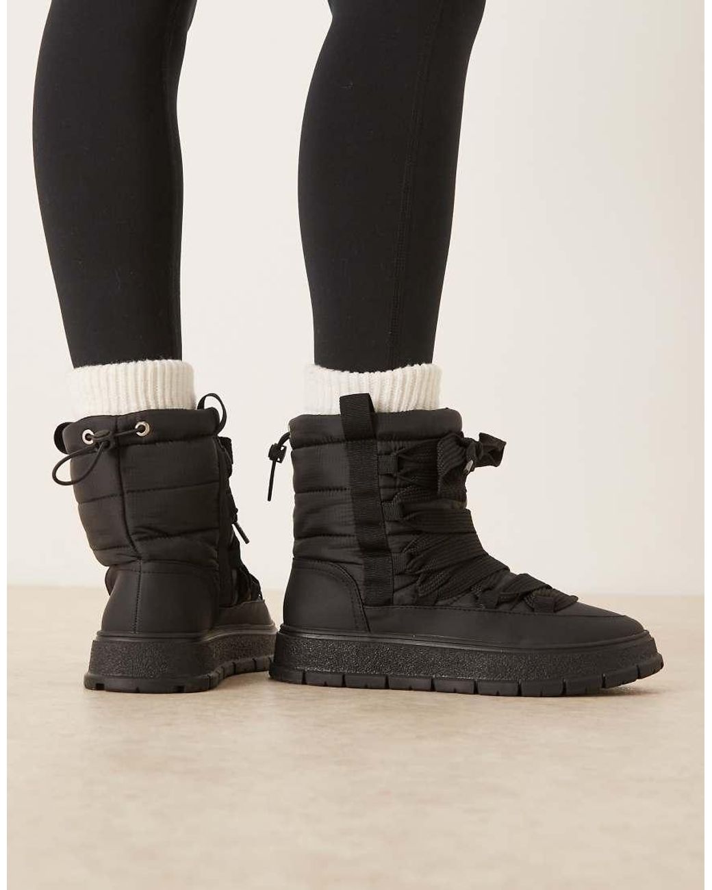 ASOS Black Arrow Nylon Lace Up Snow Boots